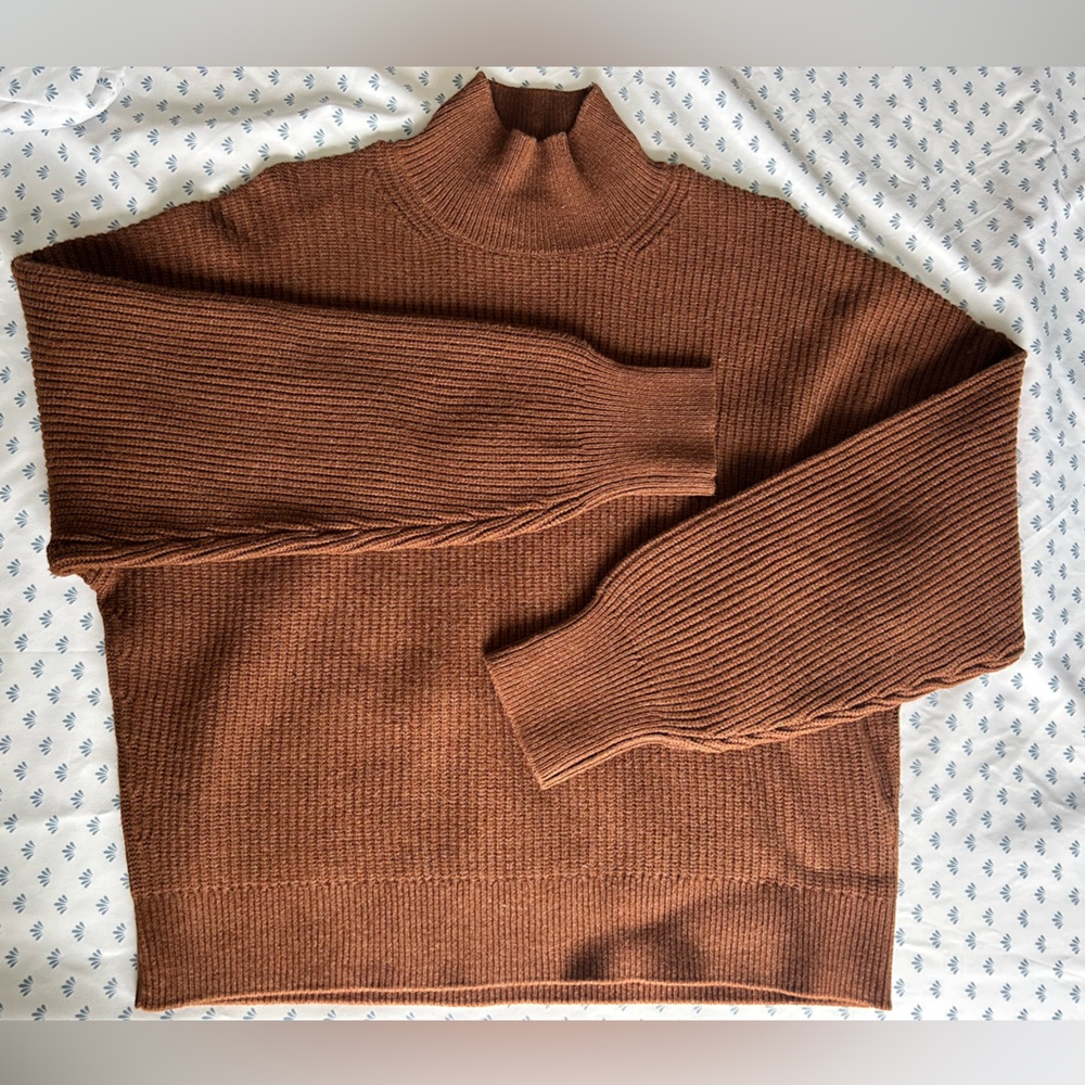 J. Crew Chestnut Ribbed Turtleneck Sweater